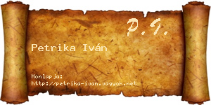 Petrika Iván névjegykártya